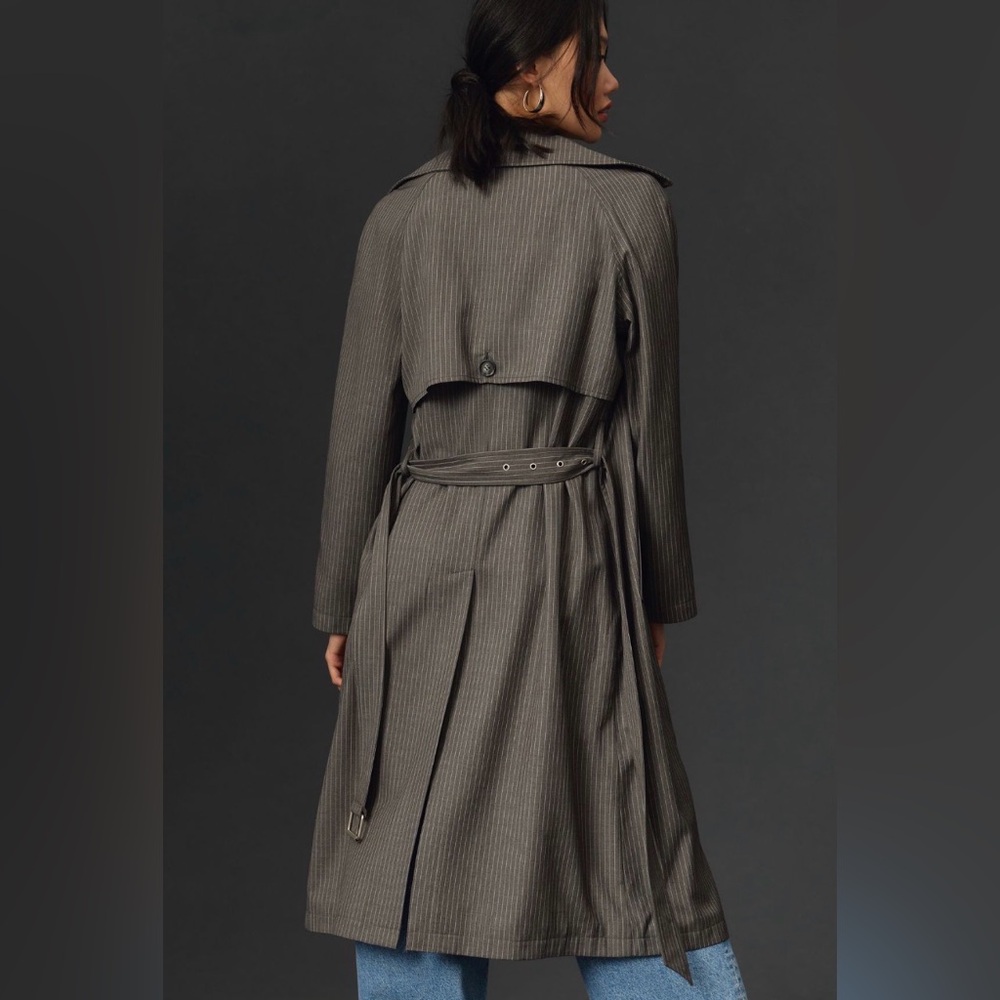 Anthropologie Avec Les Filles Pin Stripe Trench Coat - Picture 2 of 10